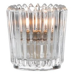 Clear Ribbed Votive Candle Holder 2.5″