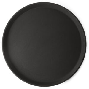 16 Inch Round Black Plastic Non Slip Tray