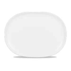 An image of Alchemy Fine China Moonstone Oval Plate White 16.26 x 22.23 cm6.4 x 8.75″