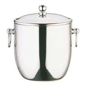 Silver Chrome Ice Bucket with Tongs