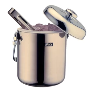 Brushed Metal Ice Pail with Tongs