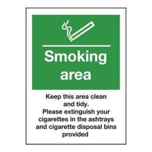 An image of a Mileta Designated Smoking Area Sign 15 x 20cm