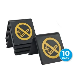 An image of Mileta No Smoking Table Notice Gold/Black 5cm