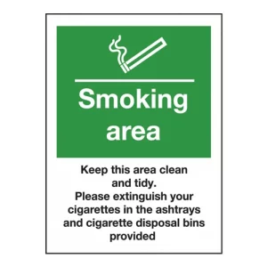 An image of Mileta Smoking Area Sign 15 x 20cm