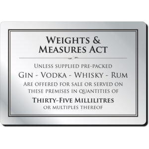 Mileta Weights & Measures Act Notice 35ml No Frame A5 21 x 14.8cm/8.25 x 5.8"