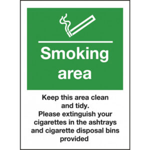 Mileta Designated Smoking Area Sign 15 x 20cm/5.9 x 7.9"