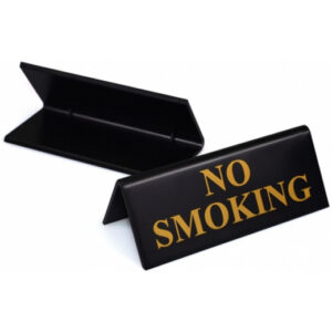 No Smoking Table Notice Gold on Black