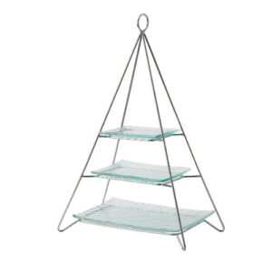 Pyramid 3 Tiered Glass Cake Stand (No Plates)