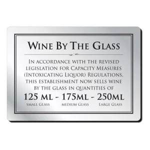 An image of Mileta Wine By The Glass Bar Notice 125, 175 & 250ml (Framed) A5 21 x 14.8cm