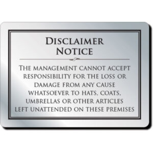 Cloakroom Disclaimer