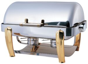 Elia Oblong Roll Top Chafing Dish with Brass Accents