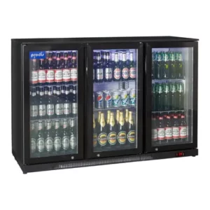 triple hinged door black bottle cooler