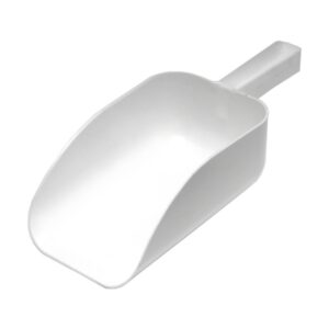 White Flat Bottomed Plastic Ice Scoop 80oz-0