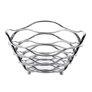 Silver Stainless Steel Round Wire Fruit Basket