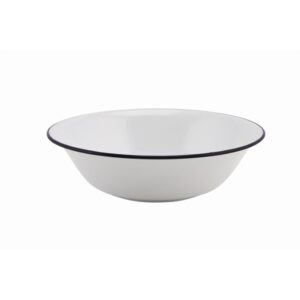 White & Blue Enamel 16cm Bowl