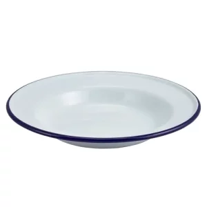 GenWare Enamel Deep Plate/Dish White & Blue