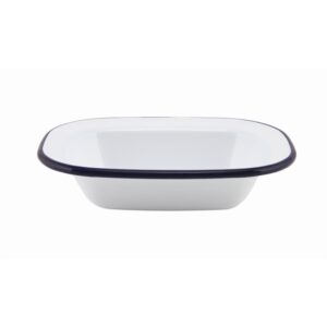 White & Blue Enamel Pie Dish 16cm