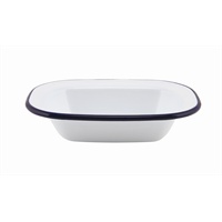 White & Blue Enamel Pie Dish 18cm