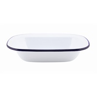 White & Blue Enamel Pie Dish 20cm