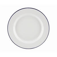 White & Blue Enamel Wide Rim Plate 26cm-0