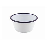 White & Blue Enamel Round Deep Pie Dish 12cm