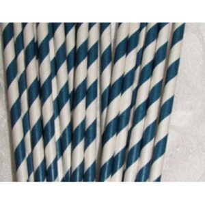 Blue Striped Paper Straws 7.75″