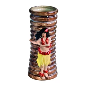 multi-coloured hula girl tiki mug