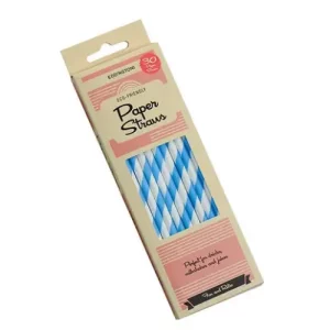 an image of Eddingtons Paper Straws Blue Striped 19.7cm/7.75″