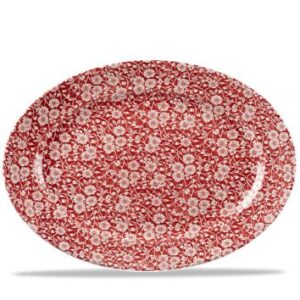 Cranberry Victorian Calico Oval Dish 14.3″