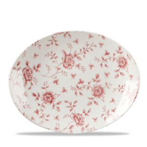 Cranberry Rose Chintz Oval Plate 12″