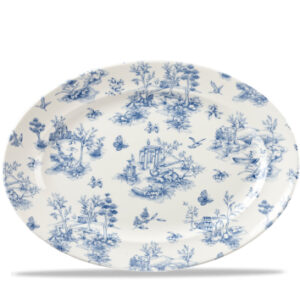 Churchill Prague Toile Oval Rimmed Dish 14.3"-0