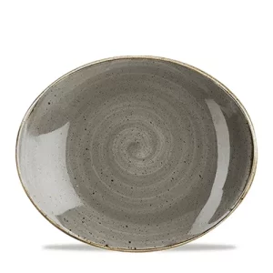 Churchill Super Vitrified Stonecast Oval Coupe Plate Peppercorn Grey 19.7cm