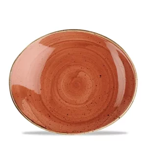 Churchill Super Vitrified Stonecast Oval Coupe Plate Spiced Orange 19.7cm