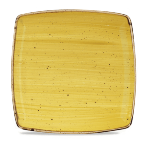 Churchill Super Vitrified Stonecast Deep Square Plate Mustard Seed Yellow 26.6cm/10.50"