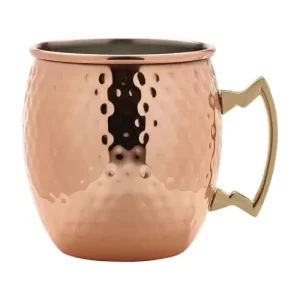 copper hammered effect barrel mug with handle for cocktails