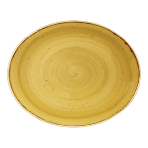 Churchill Super Vitrified Stonecast Oval Coupe Plate Mustard Yellow 19.69cm/7.75"