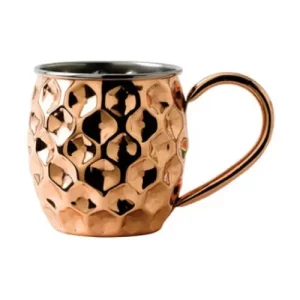 barrel style dented mug in copper