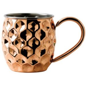 Solid Copper Dented Barrel Mug with Nickel Lining 17oz