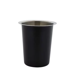 An image of a GenWare Black Stainless Steel Cutlery Cylinder 12cm