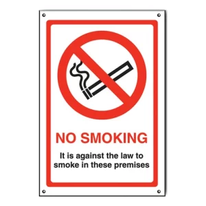 An image of Mileta No Smoking Its Against The Law Sign Rigid Polypropylene 15 x 20cm