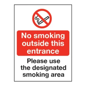 An image of Mileta No Smoking outside this entrance / Designated Smoking area Sign Rigid Polypropylene 15 x 20cm