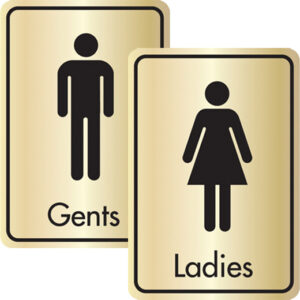 Black On Gold Toilet Signs