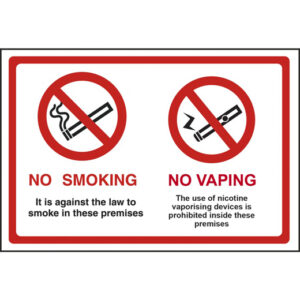 No Smoking & No Vaping Sign – Rigid Polypropylene