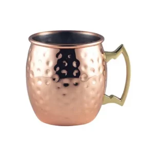 copper hammered effect barrel mug with handle for cocktails