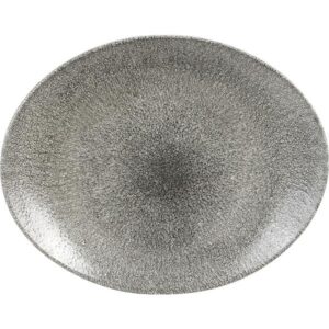 Churchill Raku Oval Coupe Plate 11" Quartz Black