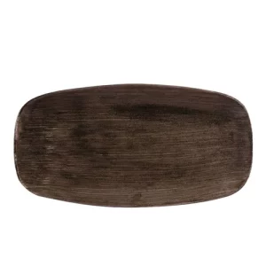 An image of a Churchill Super Vitrified Stonecast Patina Iron Black Chefs’ Oblong Plate 29.8cm