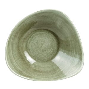 Burnished Green Triangle Bowl 9.25″