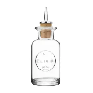 clear glass mixology bottle