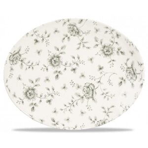 Grey Rose Chintz Oval Plate 12.5″