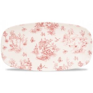 Cranberry Toile Oblong Plate 11.75"